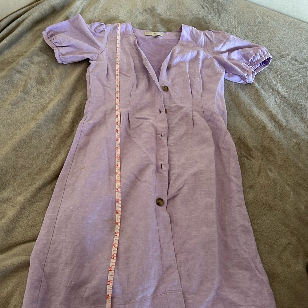 LOFT Light Purple Button-Up Mini Dress
